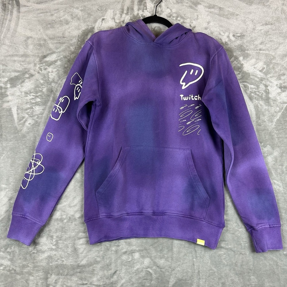 Twitch Sweater Hoodie Men's S Purple Orb Tie Dye Pullover NEW